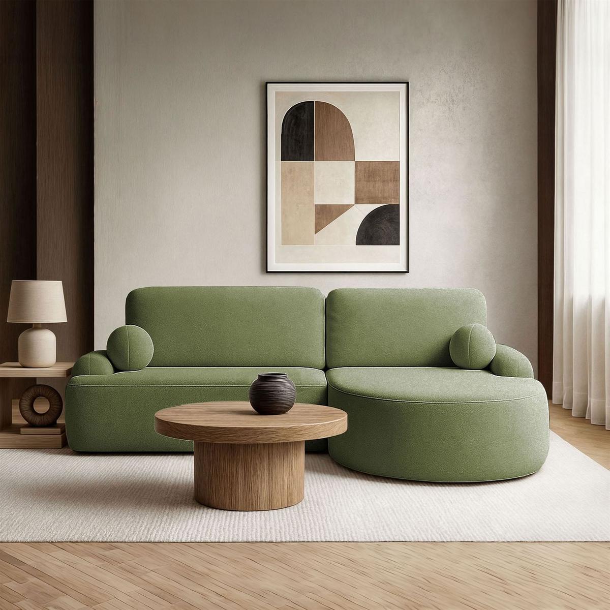 ECKSOFA CLEO mit Schlaffunktion Version Rechte QUELLE 38 - Grün, Kunststoff (264/172cm) - Lookway