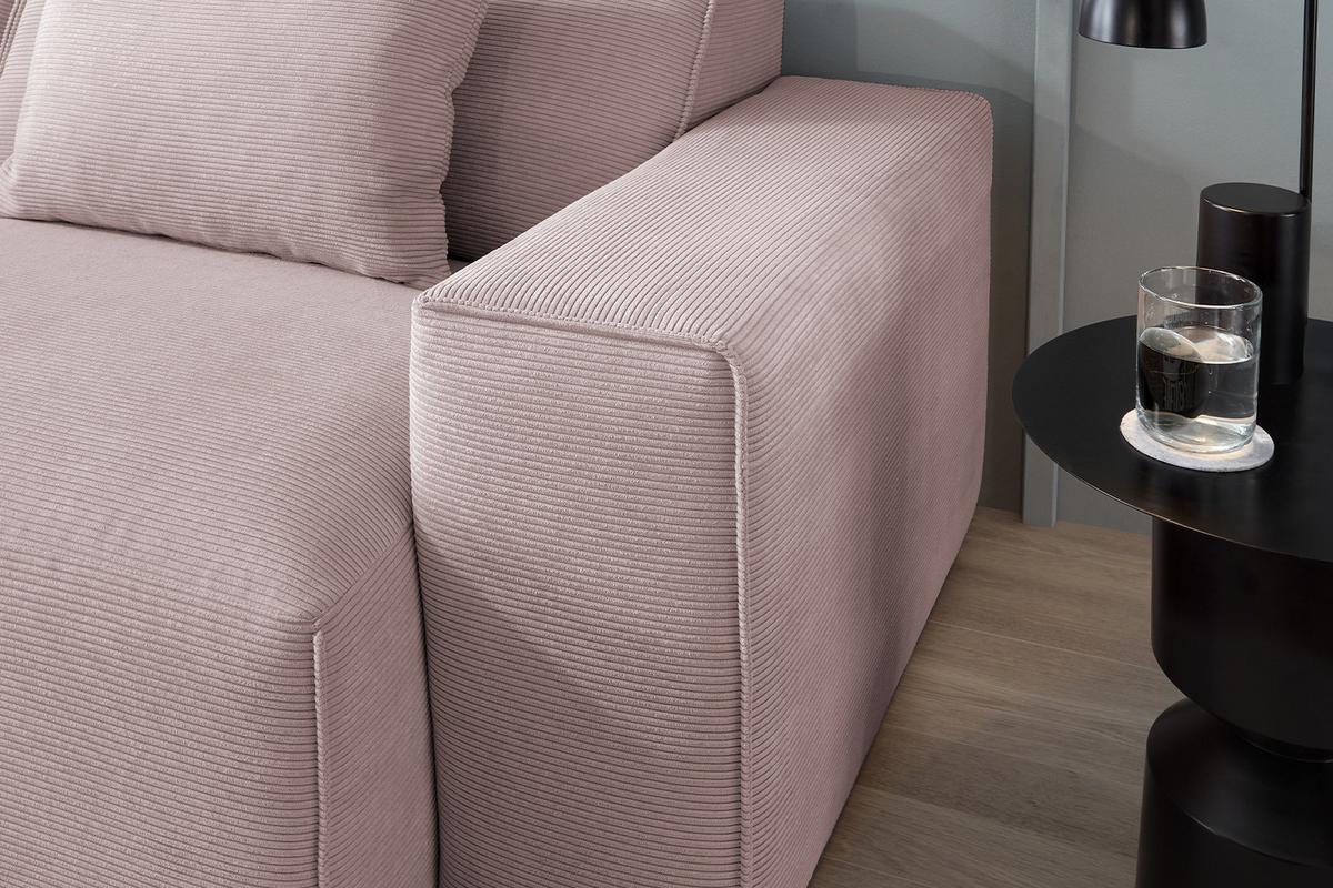 SOFA RANI Pink Cord - Schwarz/Rosa, Kunststoff/Textil (256/71/101cm) - KAWOLA