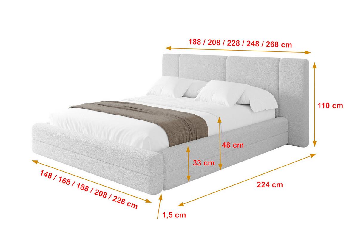 POLSTERBETT mit Bettkasten und Lattenrost, Bett mit Matratze H3/H4 - TEVO 140x200 Hellgrau - Taupe, Holzwerkstoff/Textil (140/200cm) - ALTDECOR