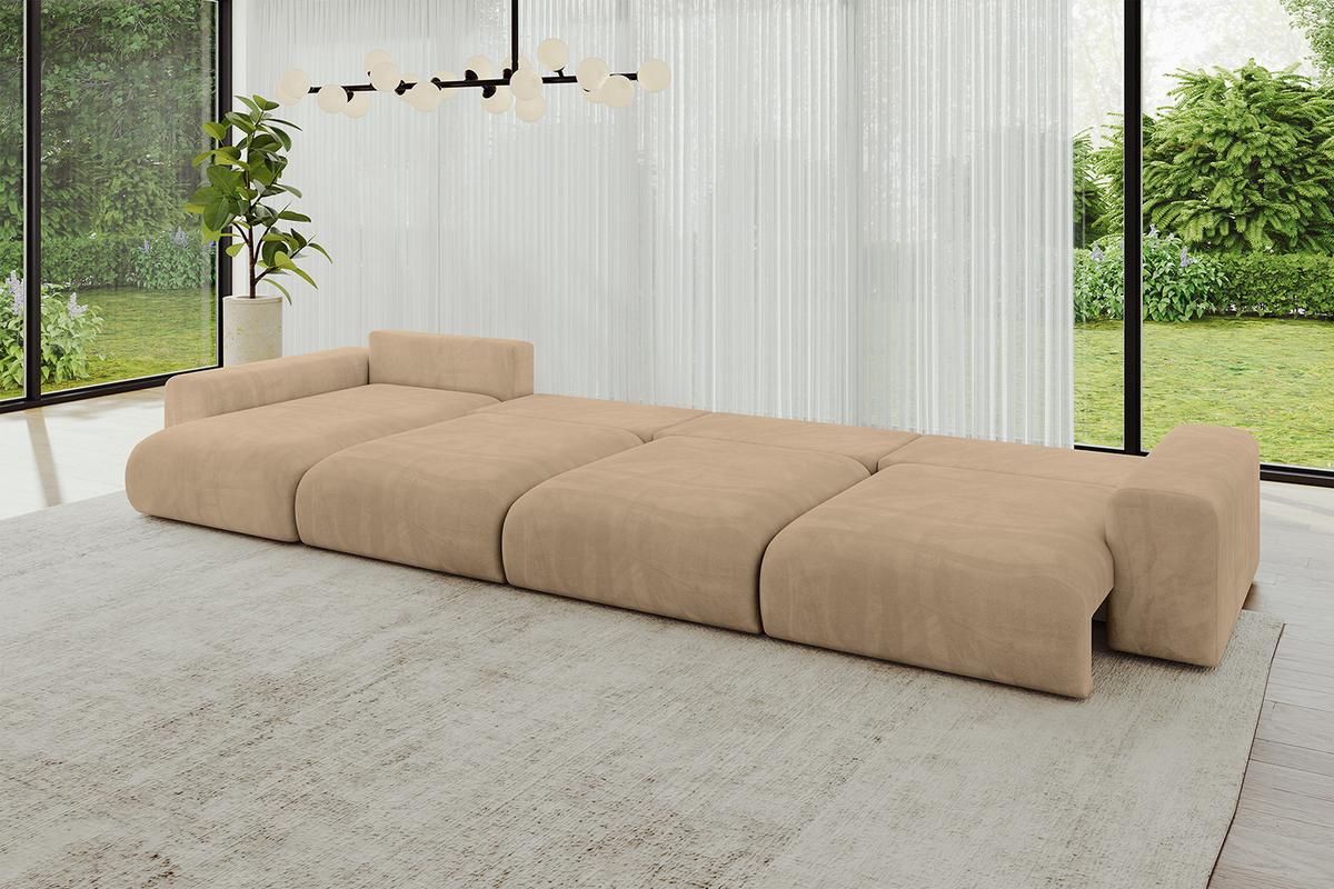 WOHNLANDSCHAFT mit Schlaffunktion ESKAR-U2-464x176x72cm Beige - Champagner/Beige, Holzwerkstoff/Kunststoff (176/72/464cm) - ALTDECOR