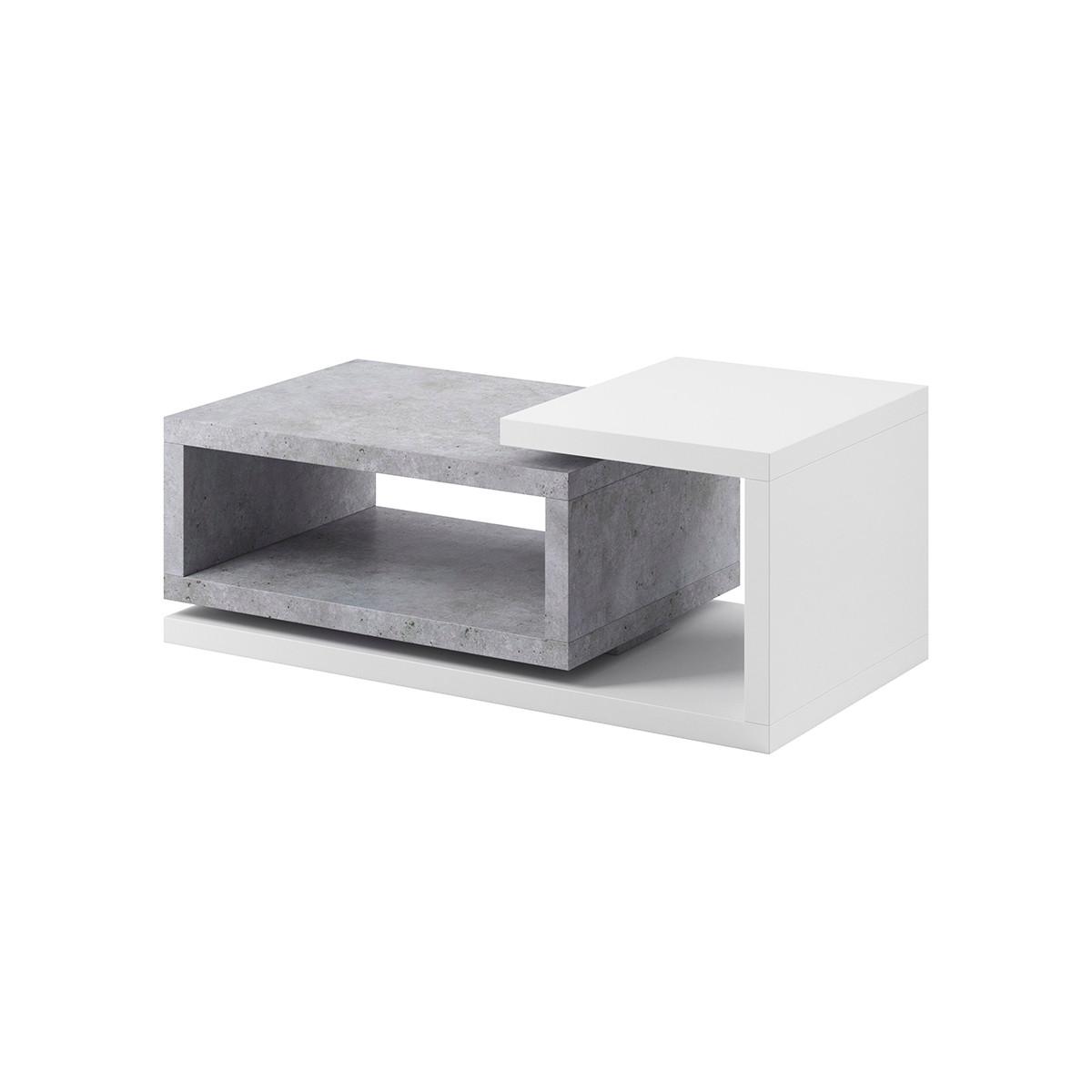COUCHTISCH Ilyes Weiß und Beton - Weiß, Holzwerkstoff (40/120/60cm) - Petits-meubles