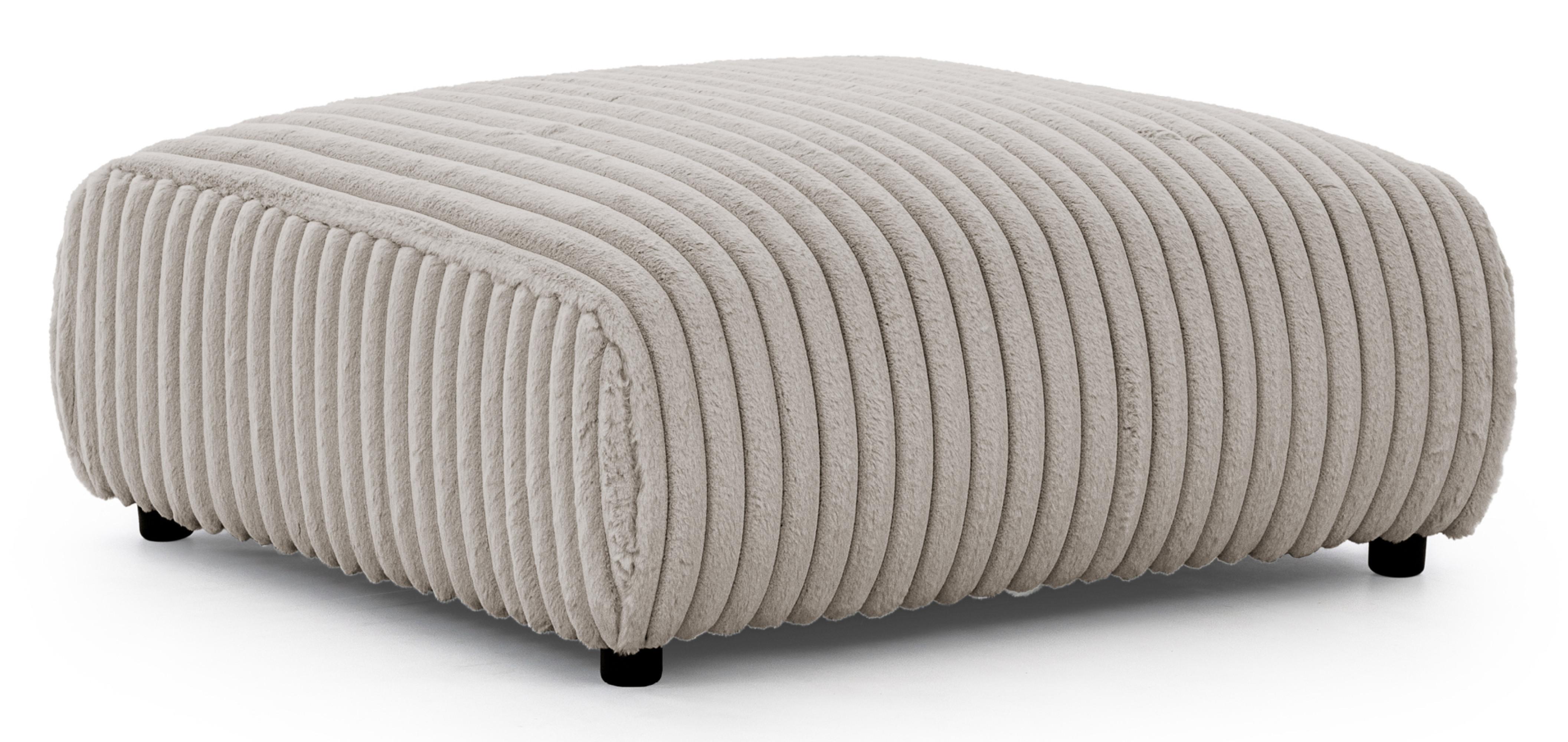 HOCKER Mollis Hellgrau Plüschcord - Hellgrau/Schwarz, Holz/Kunststoff (88/39/88cm) - S-Style Möbel