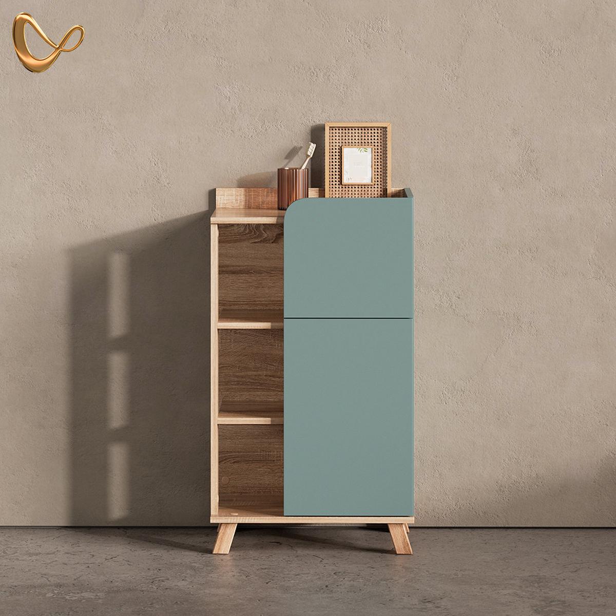 UNTERSCHRANK Marano Blau-Grau 50 x 90 cm mit Tür und Schublade - Blaugrau, Holzwerkstoff (50/90/35cm) - Livinity®