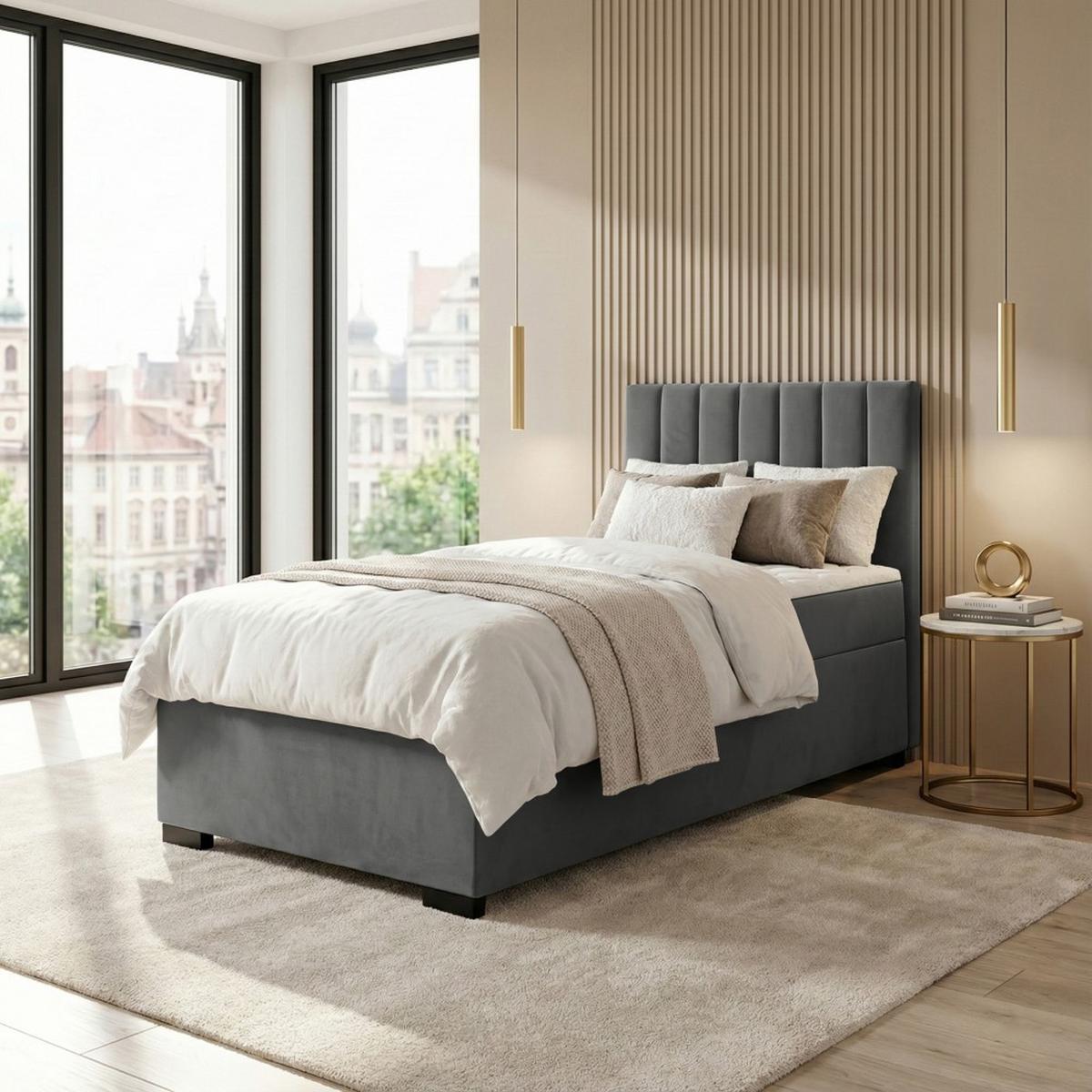 POLSTERBETT Eric 104/207/105 dunkelgrau - Dunkelgrau, Holzwerkstoff/Textil (100/200cm) - Beautysofa