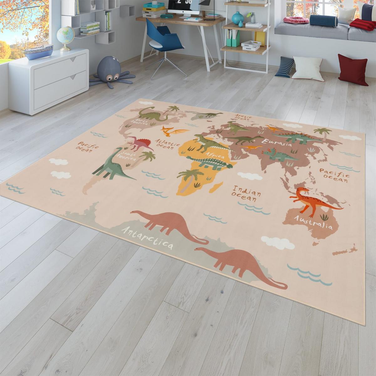 KINDERTEPPICH Dino Beige 120 x 160 cm - Beige, Kunststoff (120/160cm) - TT Home