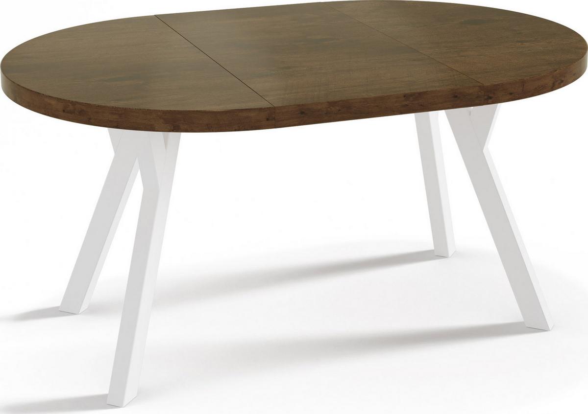 ESSTISCH Twixy runder ausziehbarer, Lefkas Eiche 100-150/100/76 cm - Alteiche/Weiß, Holz/Holzwerkstoff (100/150/76cm) - WFL GROUP