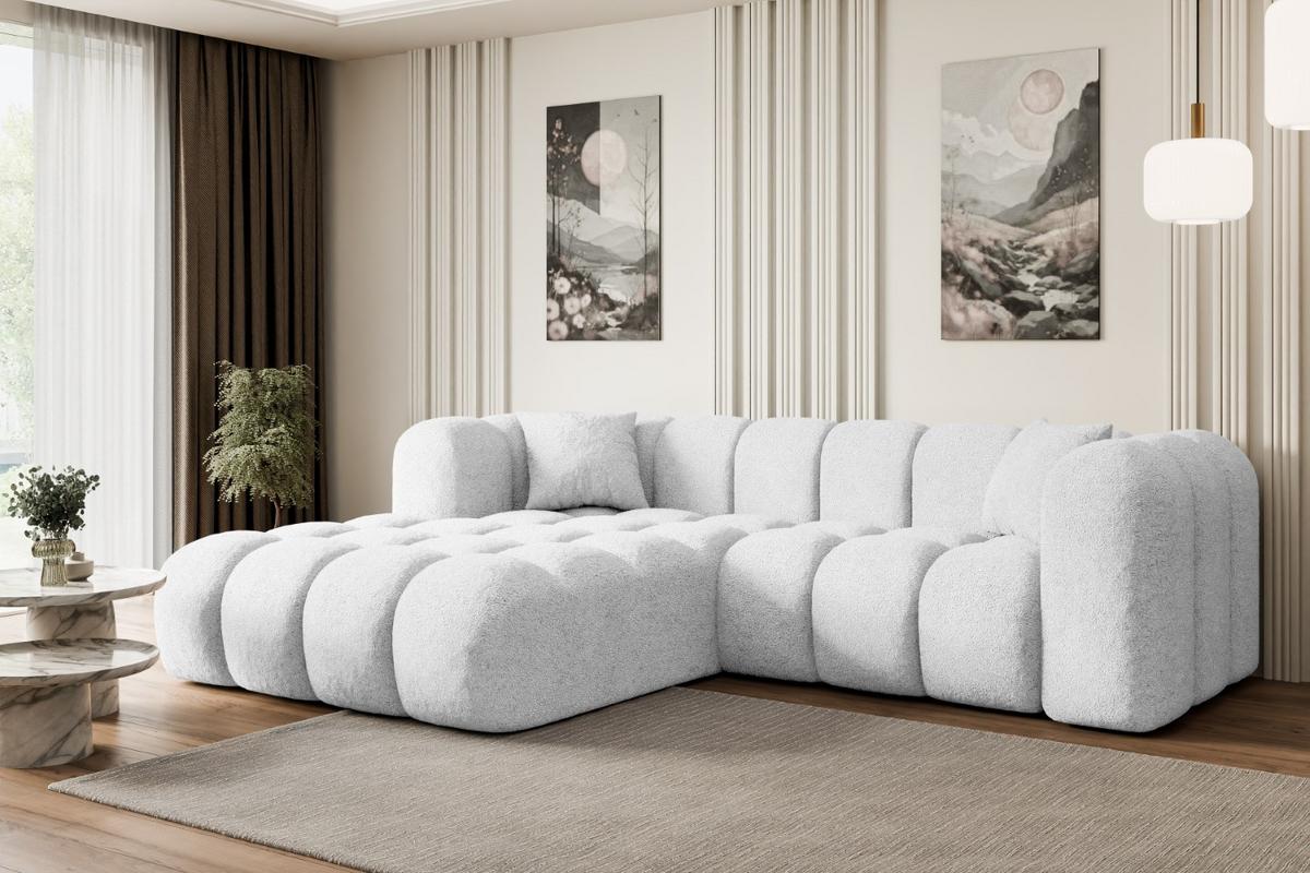 ECKSOFA Ottomane Links OLEA-L1 - 231x173x74 cm Weiß - Schwarz/Weiß, Holzwerkstoff/Kunststoff (190/242cm) - ALTDECOR