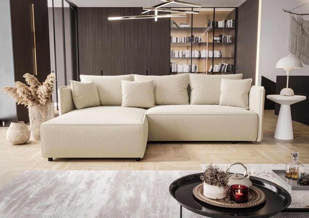 ECKSOFA Evora - Creme, Holzwerkstoff/Textil (245/185cm) - Fun Möbel