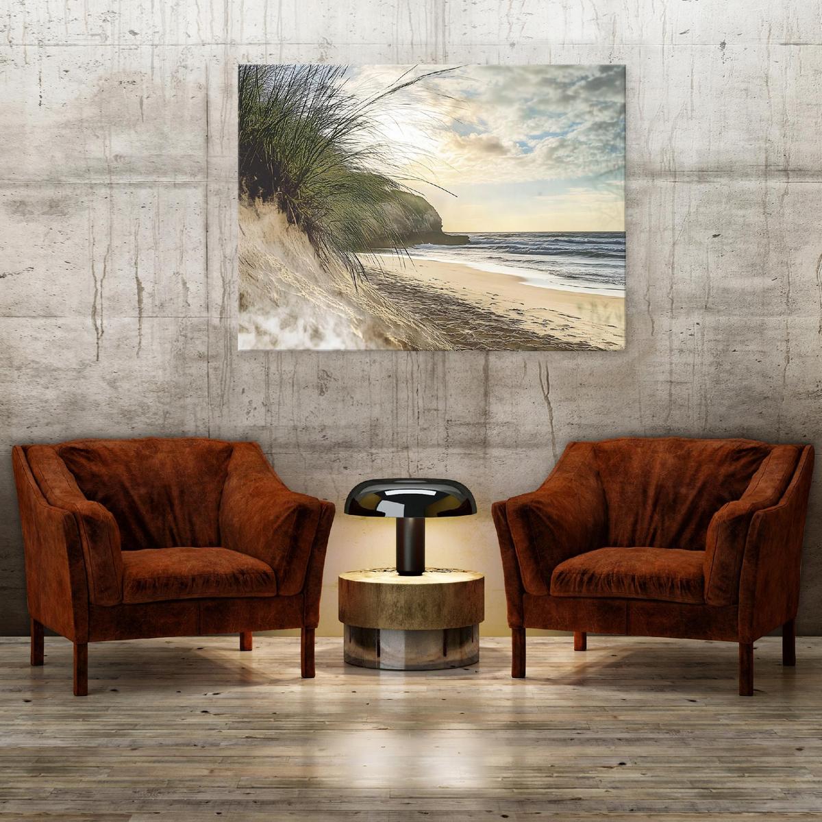 LEINWANDBILD Strand Meer Natur Modern 120x80 - Multicolor, Holzwerkstoff (120/80cm) - Wallarena