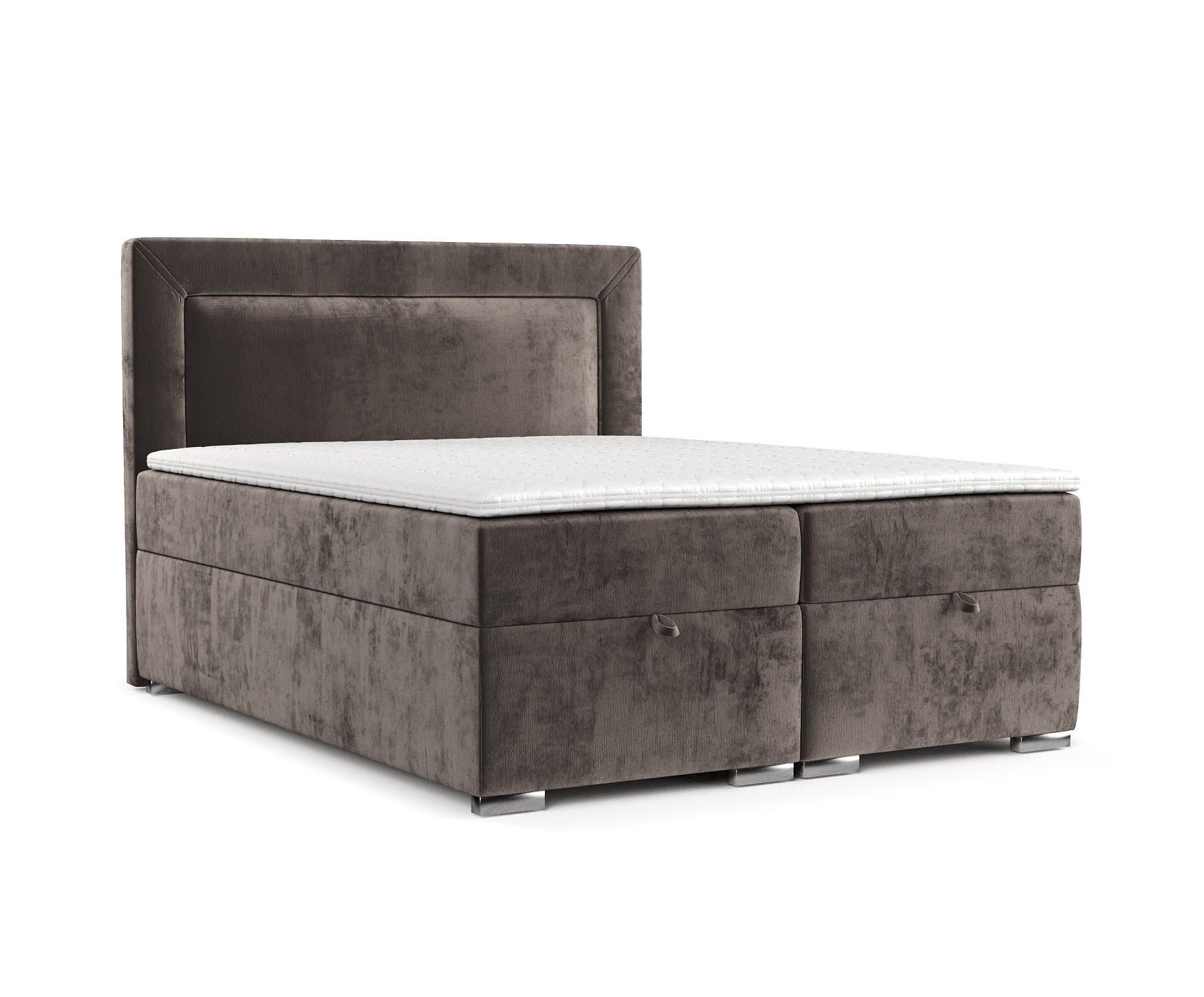 BOXBETT Lontano 140/200 cm Braun im Lotta Stoff - Chromfarben/Braun, Holz/Holzwerkstoff (140/200cm) - AltaBeds