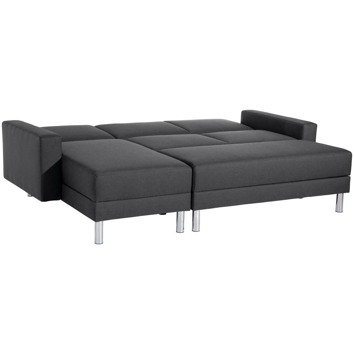 FUNKTIONSSOFA mit Hocker Katryna Flachgewebe graphit - Graphitfarben, Kunststoff (144/92/230cm) - 58aufmkessel