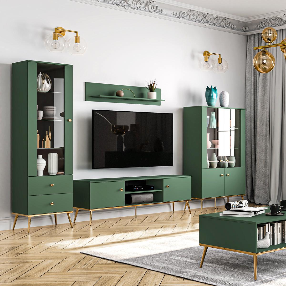 GESCHIRRSCHRANK Thalia Grün - Grün, Holzwerkstoff (92/152/40cm) - Petits-meubles