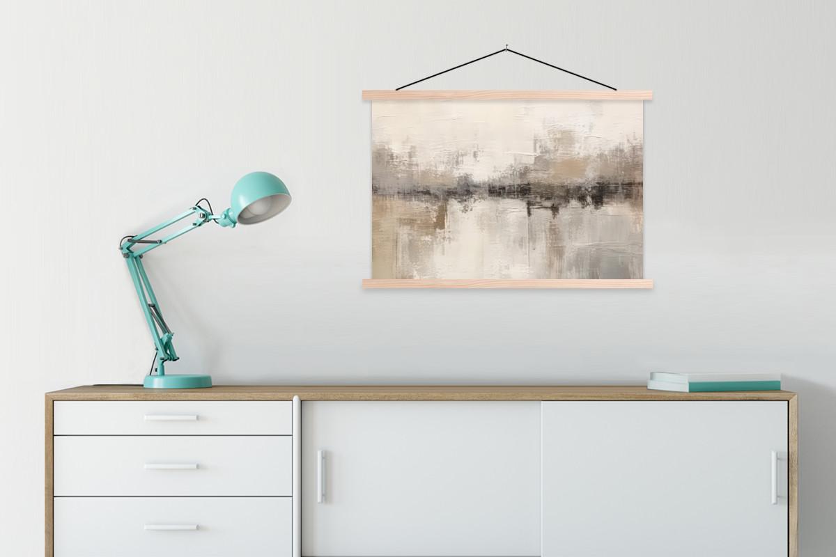 POSTER MIT MAGNETLEISTEN Moderne Kunst - Abstrakt - Beige Wanddeko 90x60 cm - Beige, Textil (90/60/0.15cm) - MuchoWow