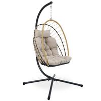 HÄNGESESSEL Mykonos mit stabiler Stahlrahmen, 109 cm, Beige - Beige, Metall (109/192/124cm) - Beautysofa