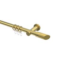 GARDINENSTANGE Platon Verano 140 cm, 1-läufig, 20 mm Ø Messing-Optik - Messingfarben/Goldfarben, Metall (140cm) - INTERDECO