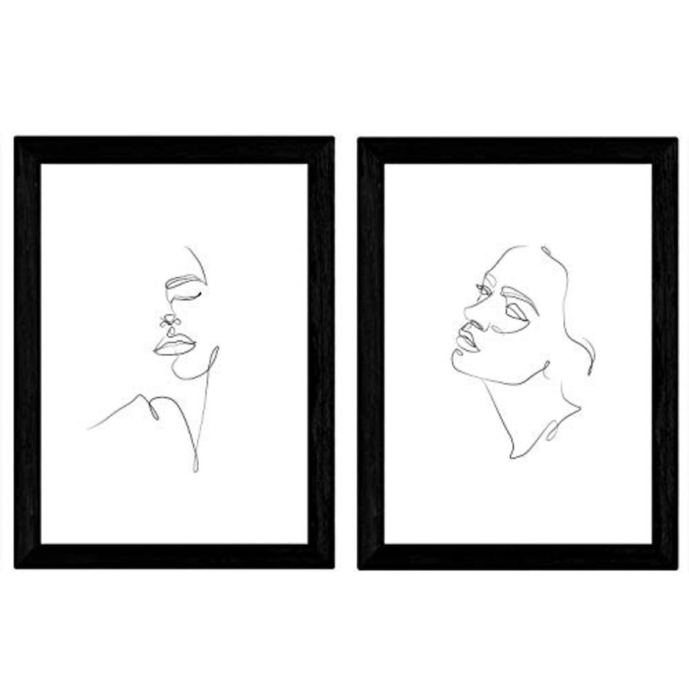 POSTER Set Mit 2 Single-Line Face Frau A3 Rahmenlos - Klar, Papier (29.7/5/42cm) - Nacnic