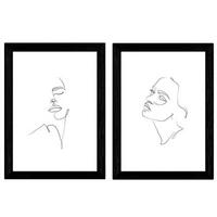 POSTER Set Mit 2 Single-Line Face Frau A3 Rahmenlos - Klar, Papier (29.7/5/42cm) - Nacnic