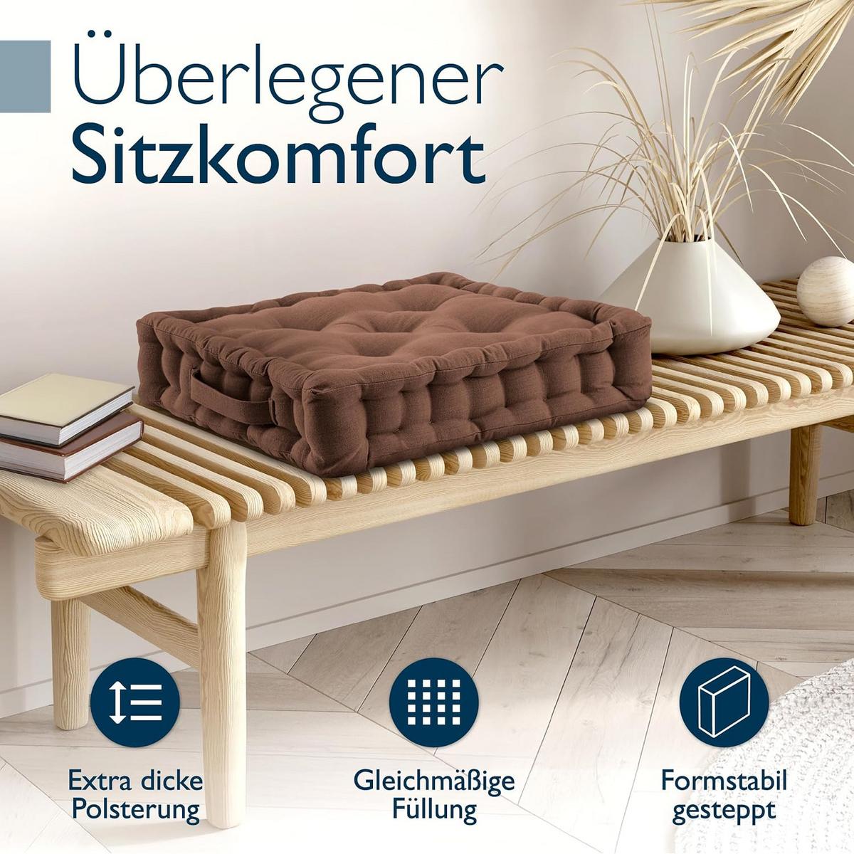 STUHLKISSEN Mila 50x50x10cm Braun - Braun, Textil (50/50/10cm) - Beautissu 