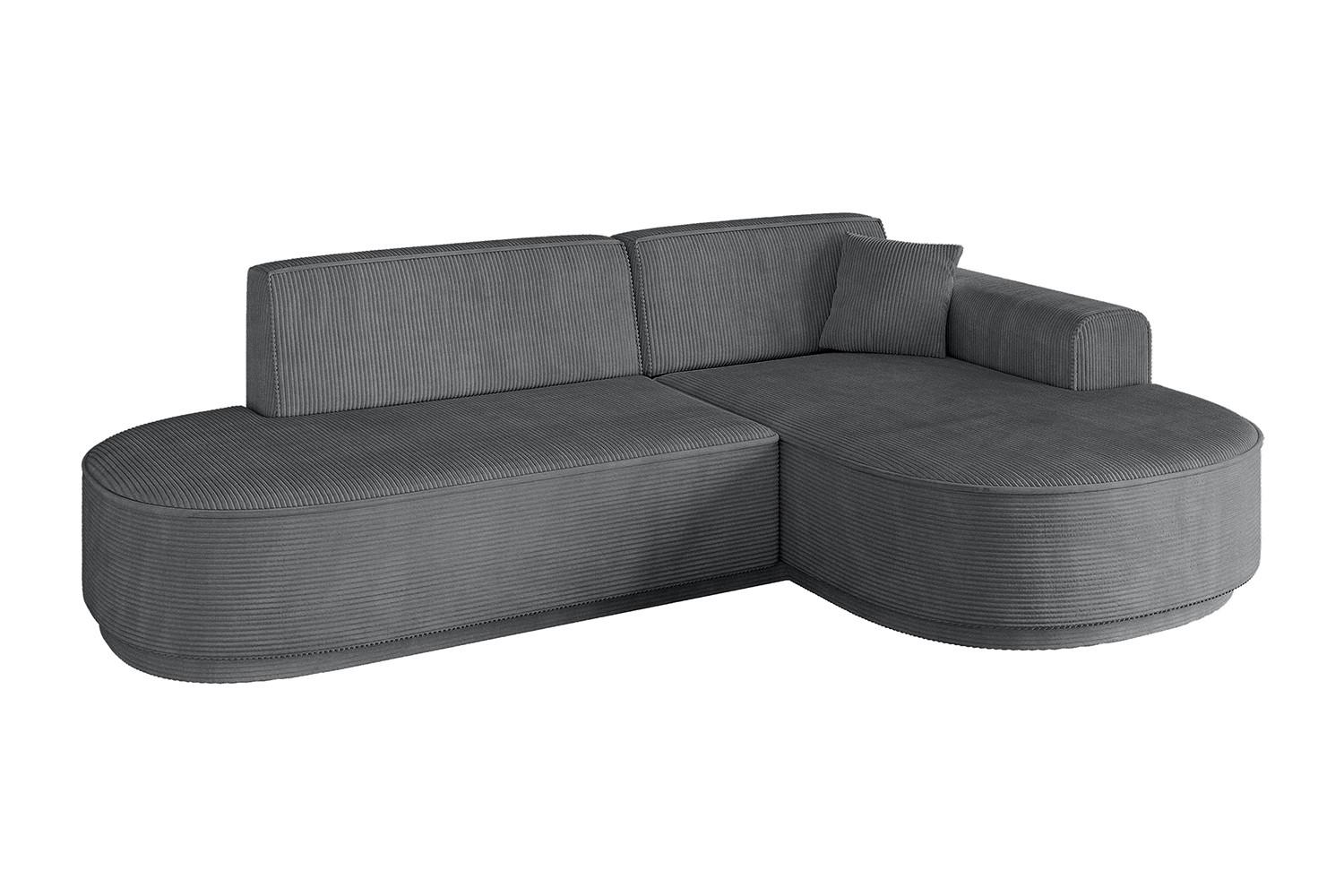 ECKSOFA Ottomane Rechts MARI-L1-v3 - 243x171x83 cm Dunkelgrau Cord - Dunkelgrau/Schwarz, Holzwerkstoff/Kunststoff (171/243cm) - ALTDECOR