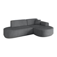 ECKSOFA Ottomane Rechts MARI-L1-v3 - 243x171x83 cm Dunkelgrau Cord - Dunkelgrau/Schwarz, Holzwerkstoff/Kunststoff (171/243cm) - ALTDECOR