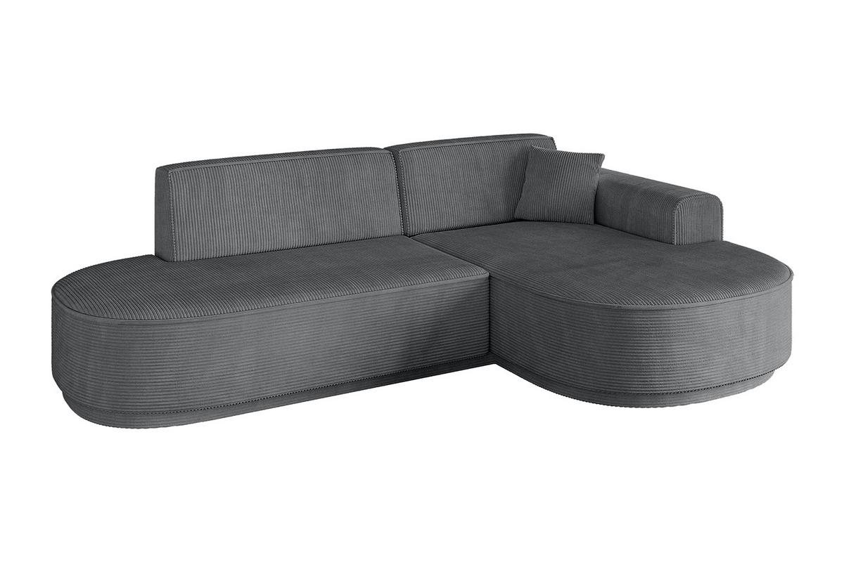 ECKSOFA Ottomane Rechts MARI-L1 - 243x171x79 cm Dunkelgrau Cord - Dunkelgrau/Schwarz, Holzwerkstoff/Kunststoff (234/163cm) - ALTDECOR