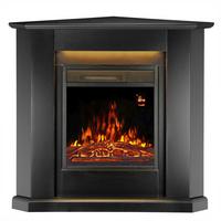 ELEKTROKAMIN 2000W dreieckig schwarz mit Flammeneffekt - Schwarz, Holz (96/93/57cm) - Juskys