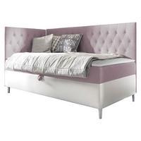 BOXBETT Filip Junior 3, Seite zum Öffnen des Bettkastens: Links - H3 - Weiß/Rosa, Holz (90/200cm) - MIRJAN24