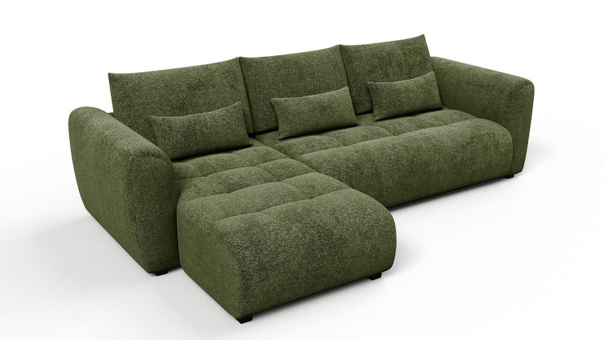 ECKSOFA SORENO 4-Sitzer, dunkelgrün - Dunkelgrün/Schwarz, Holz/Textil (293/171cm) - Wozimo