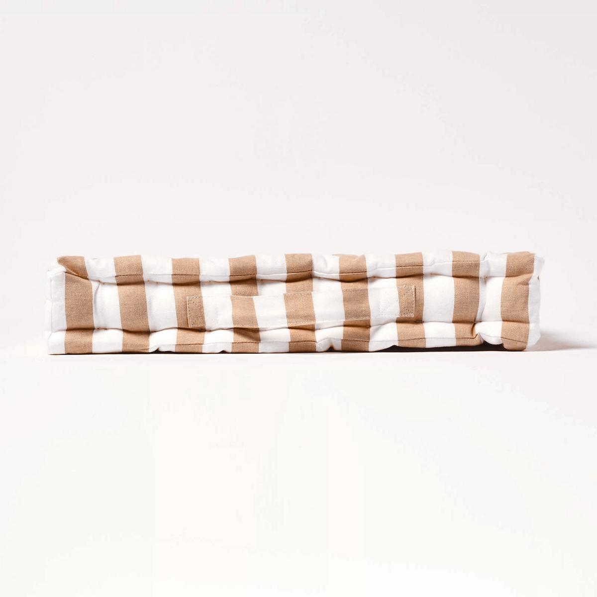 SITZKISSEN beige-weiß gestreift 50/50/10 cm - Beige, Textil (50/50/10cm) - Homescapes