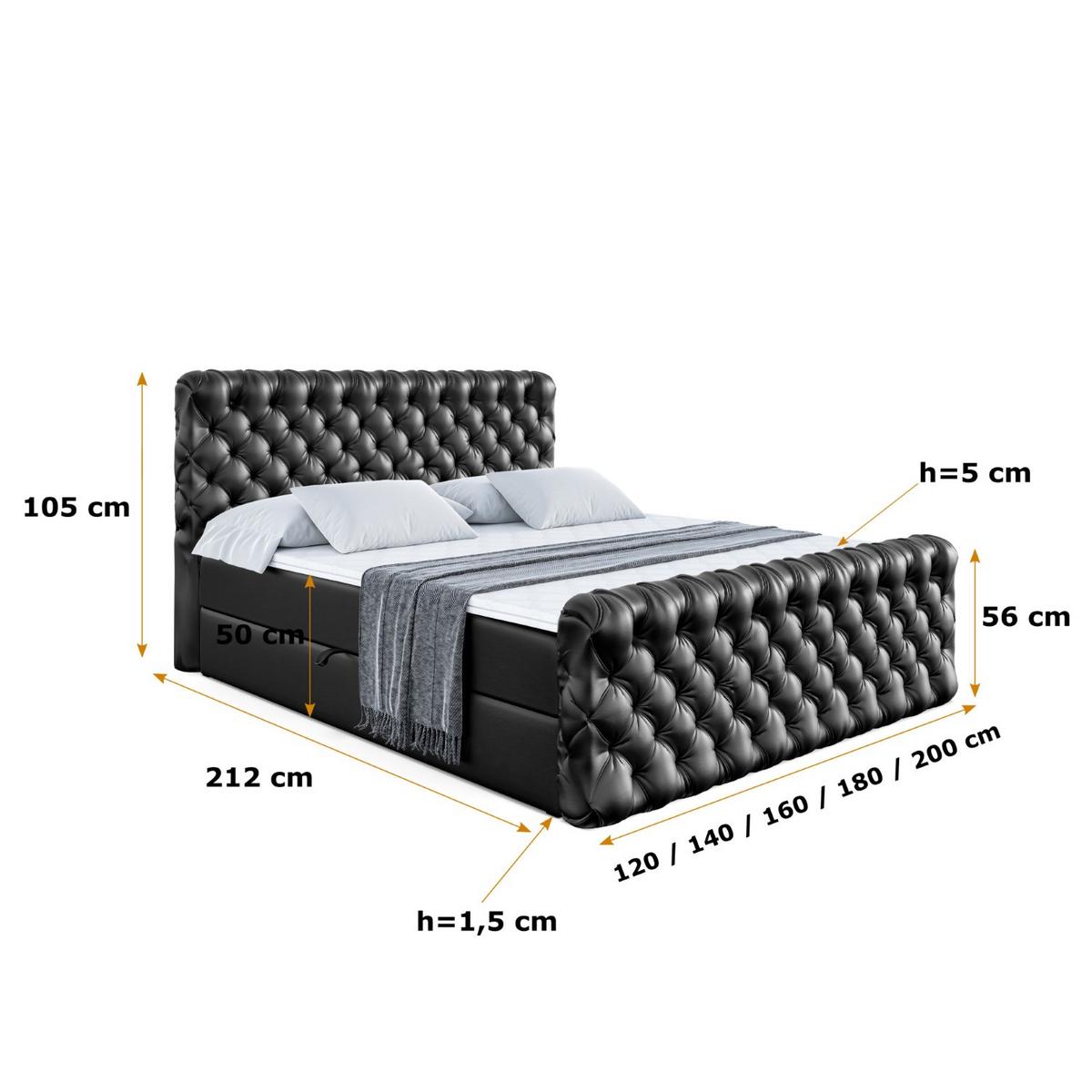 BOXBETT BOXI8-Z - 180x200 cm - H4 - Schwarz Hochglanz - Schwarz Hochglanz, Holzwerkstoff (180/200cm) - ALTDECOR