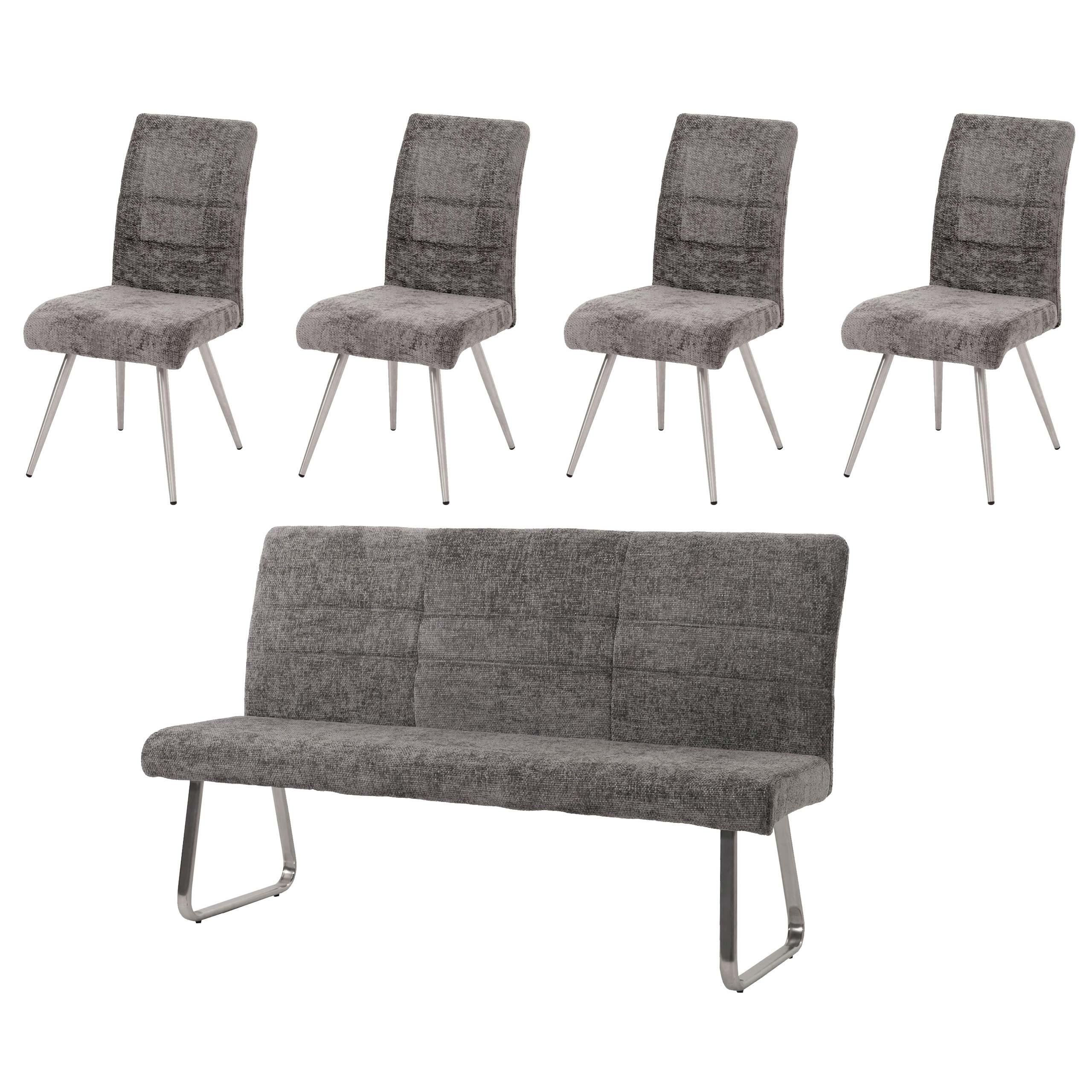 ESSZIMMER-SET Grau 5er-Set - Grau, Textil (180/99/65cm) - MCW