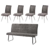 ESSZIMMER-SET Grau 5er-Set - Grau, Textil (180/99/65cm) - MCW