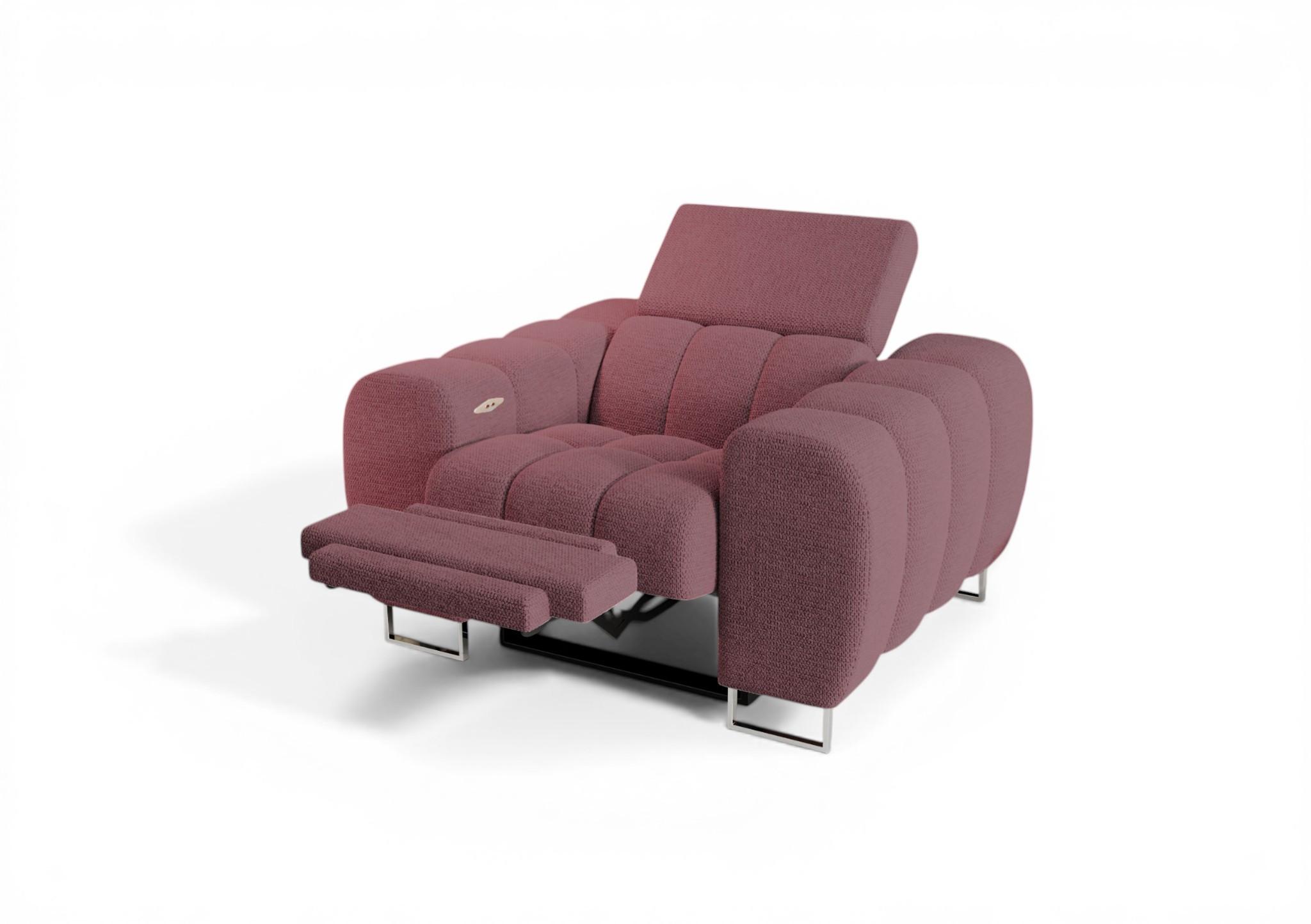 SESSEL Bastien Relax In Stoff Aragon - Rot, Holzwerkstoff/Textil (125/95/97cm) - Fun Möbel