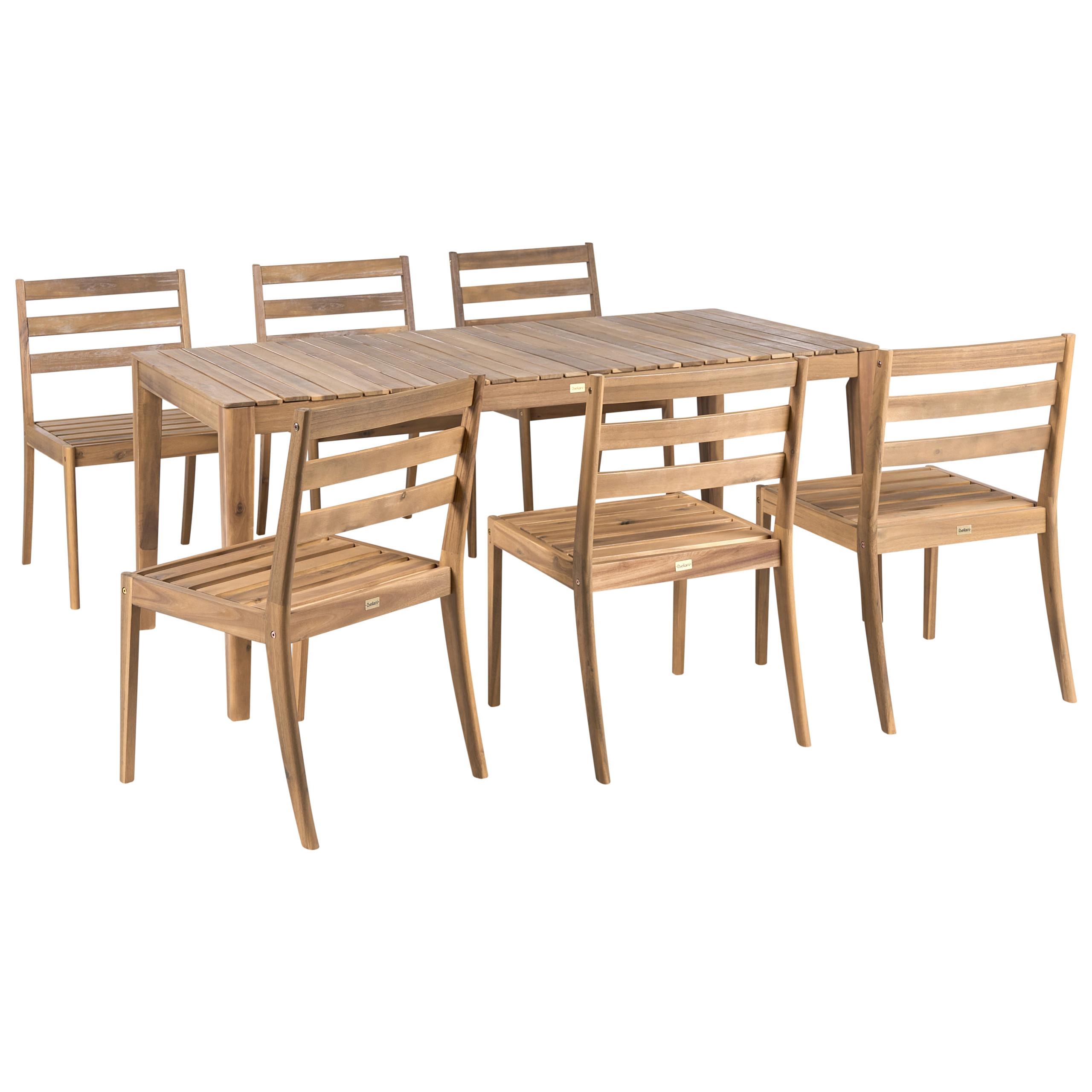 GARTENMÖBEL-SET 6-Sitzer Hellbraun zertifiziertes Akazienholz Chioggia - Hellbraun, Holz - Beliani