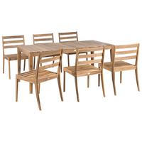 GARTENMÖBEL-SET 6-Sitzer Hellbraun zertifiziertes Akazienholz Chioggia - Hellbraun, Holz - Beliani