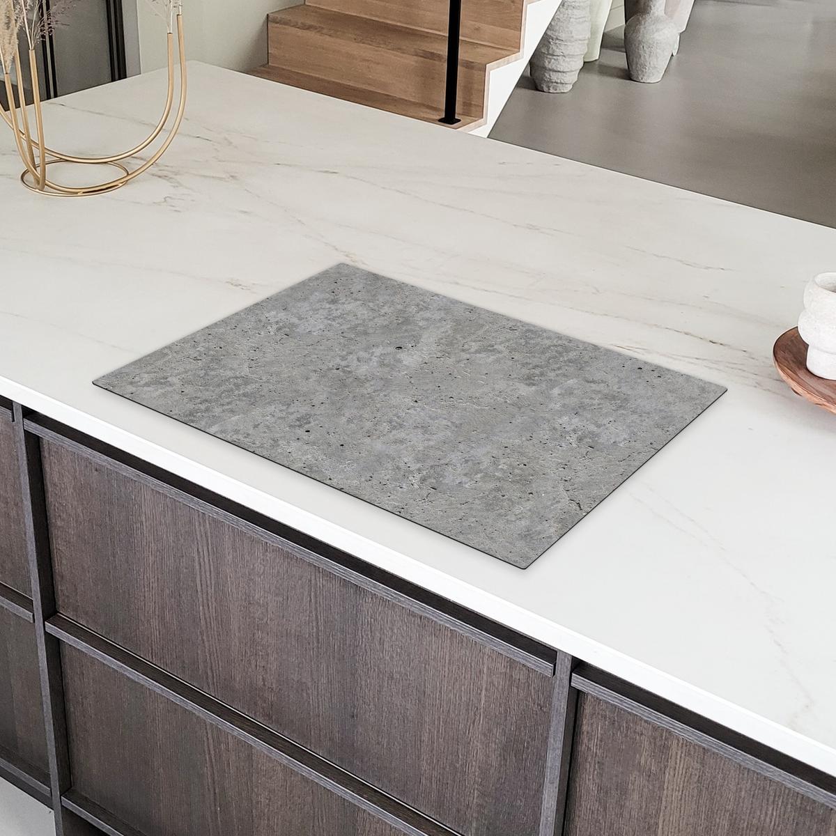 HERDABDECKPLATTE Beton - Schiefer - Grau - Struktur aus Beton Induktionsmatte 77x51 cm - Hellgrau, Kunststoff (77/51/0.2cm) - MuchoWow