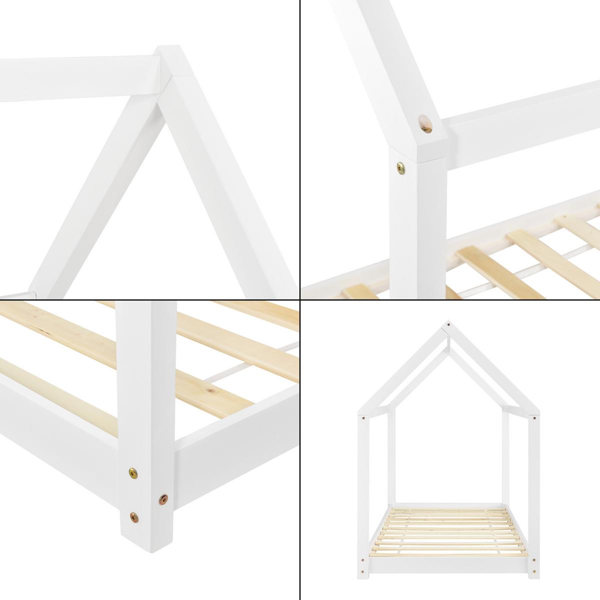 HAUSBETT Netstal - Weiß, Holz (80/160cm) - [en.casa]