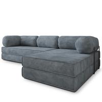 ECKSOFA ETERA modulares Boneless Sofa mit Schlaffunktion Grau Kordstoff - Grau, Textil (270/160cm) - MASSENO
