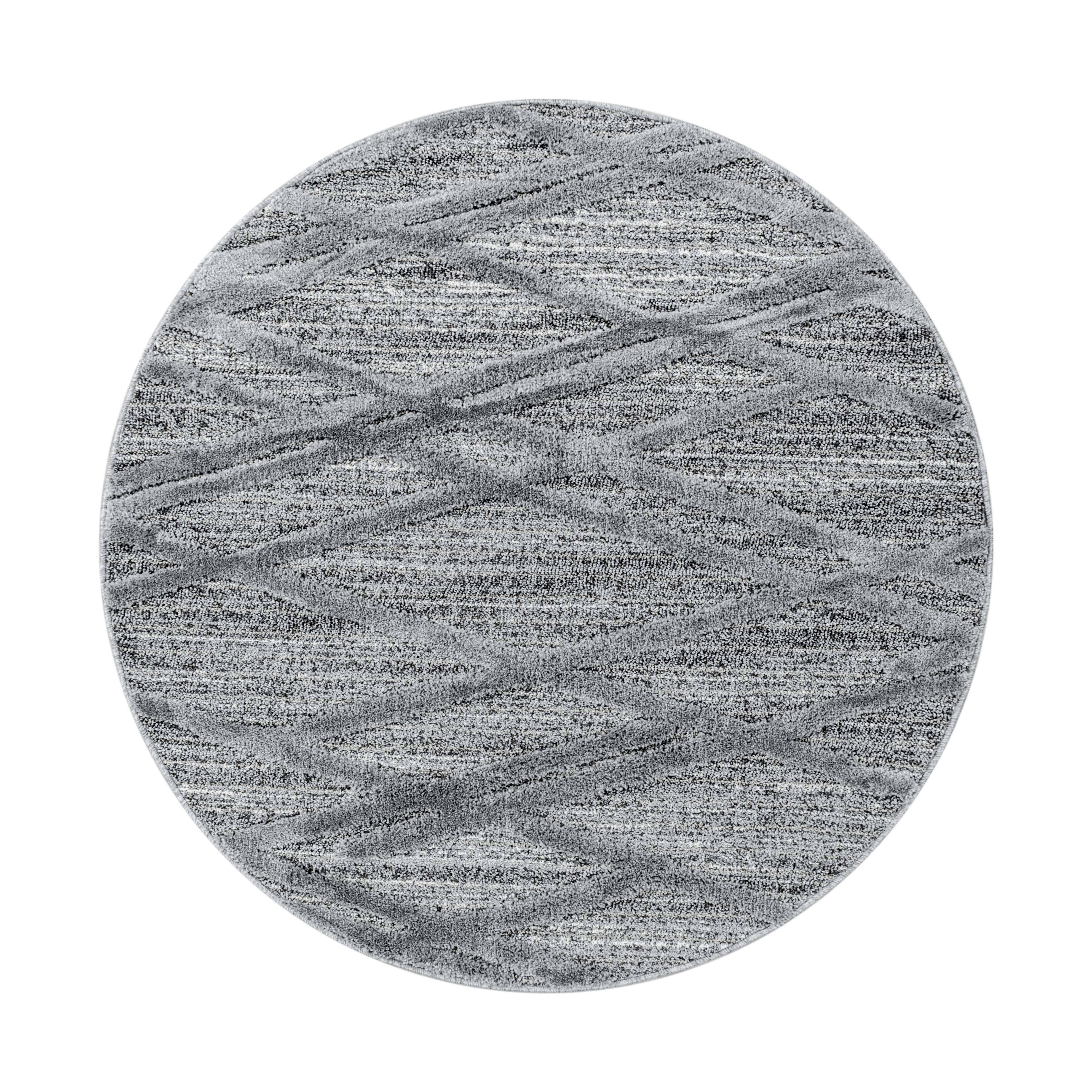 HOCHFLORTEPPICH EISACK, im Boho-Stil, aus Polypropylen, Grau, Ø 160 cm - Grau, Textil (160/160cm) - KADIMA DESIGN
