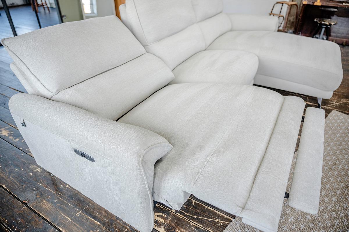 ECKSOFA ADRIANA Hellgrau Flachgewebe Relaxfunktion - Hellgrau/Schwarz, Textil/Metall (280/163cm) - KAWOLA