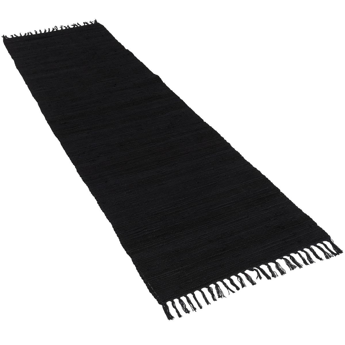BAUMWOLLE NATUR TEPPICH LÄUFER JOLLY COTTON - Schwarz, Textil (90/160cm) - Pergamon