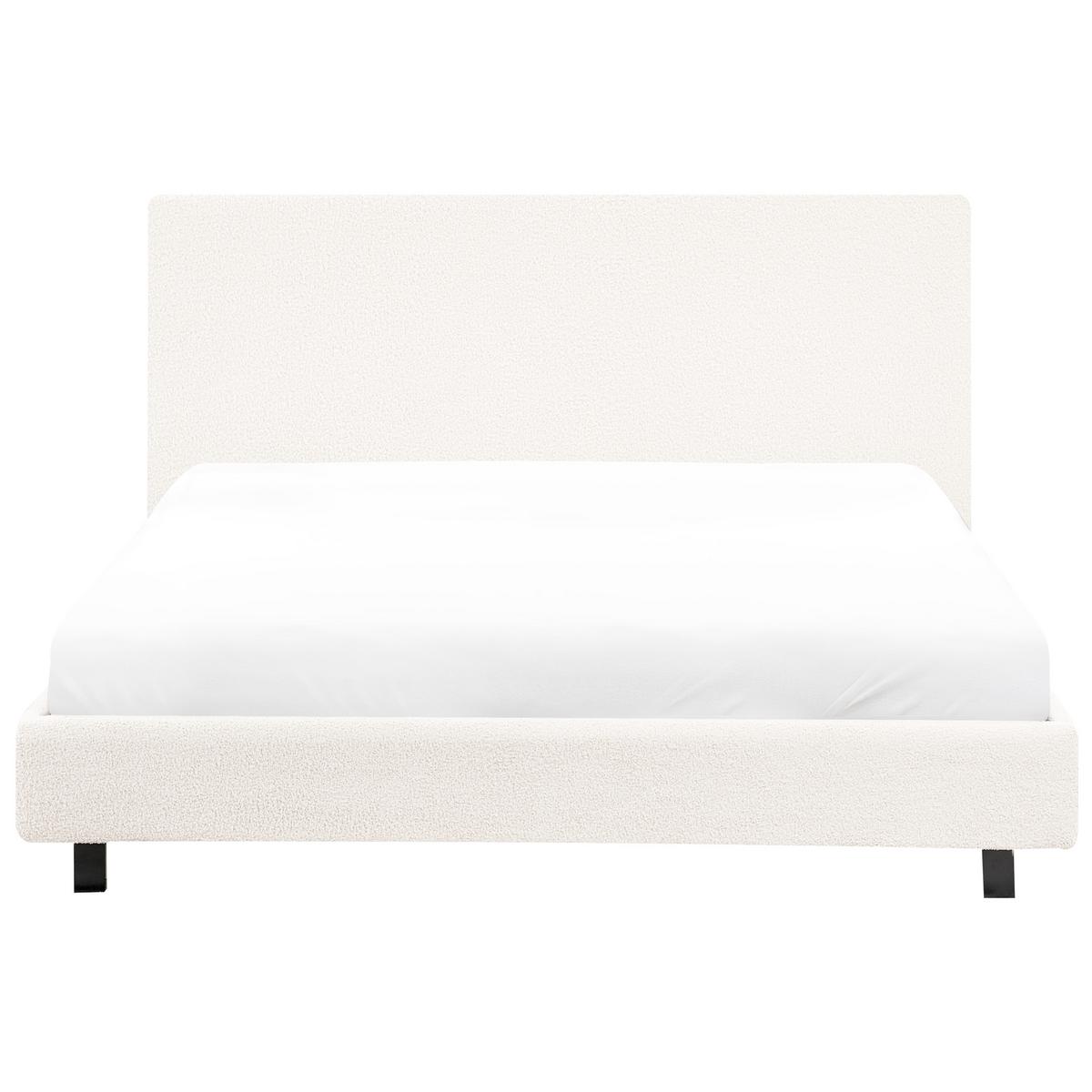 BETT mit Lattenrost 140/200 cm Bouclé Cremeweiß Albi - Creme, Textil (140/200cm) - Beliani