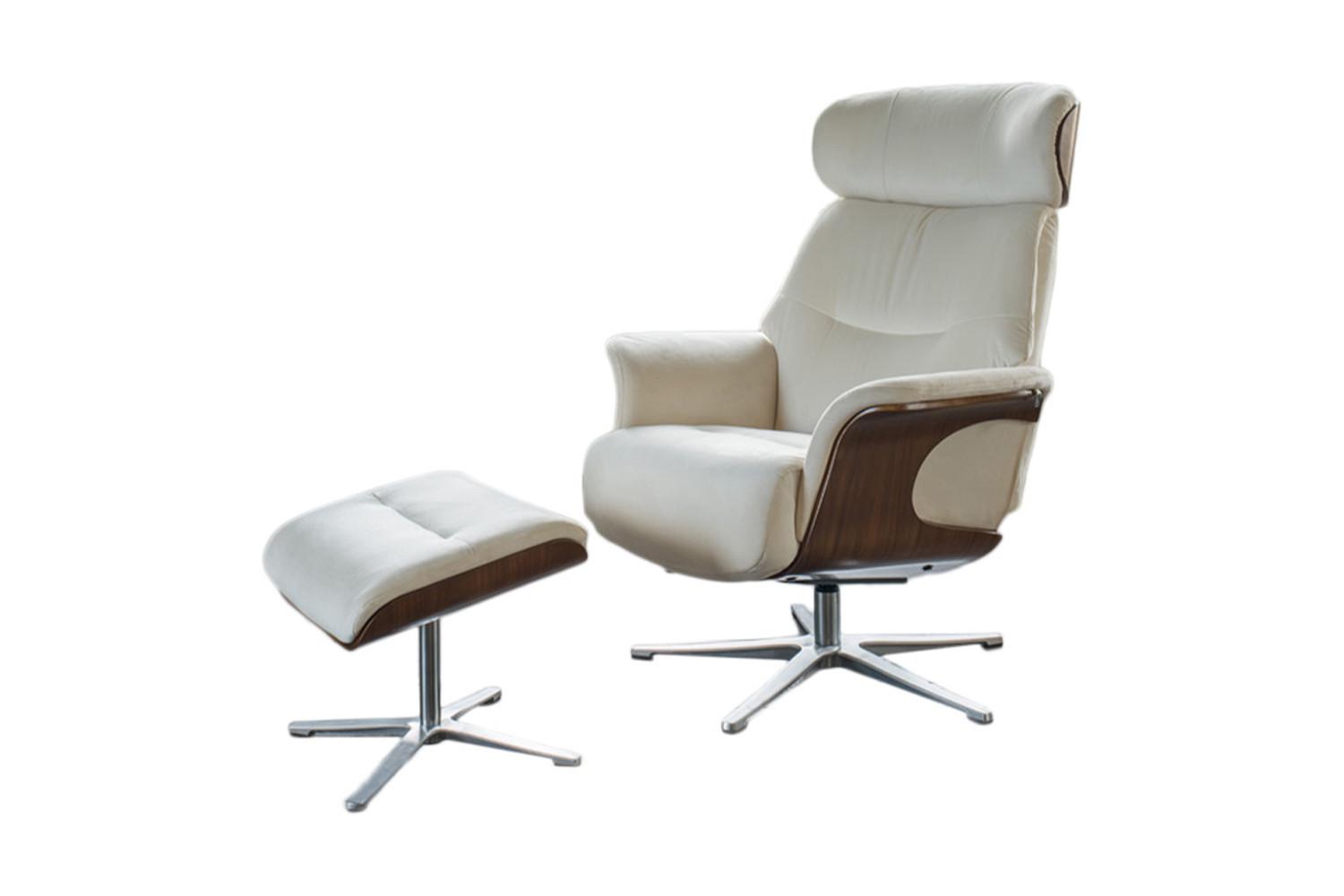RELAXSESSELSET TOSAR Cremeweiß Velvet - Silberfarben/Creme, Textil/Metall (83/110/89cm) - KAWOLA