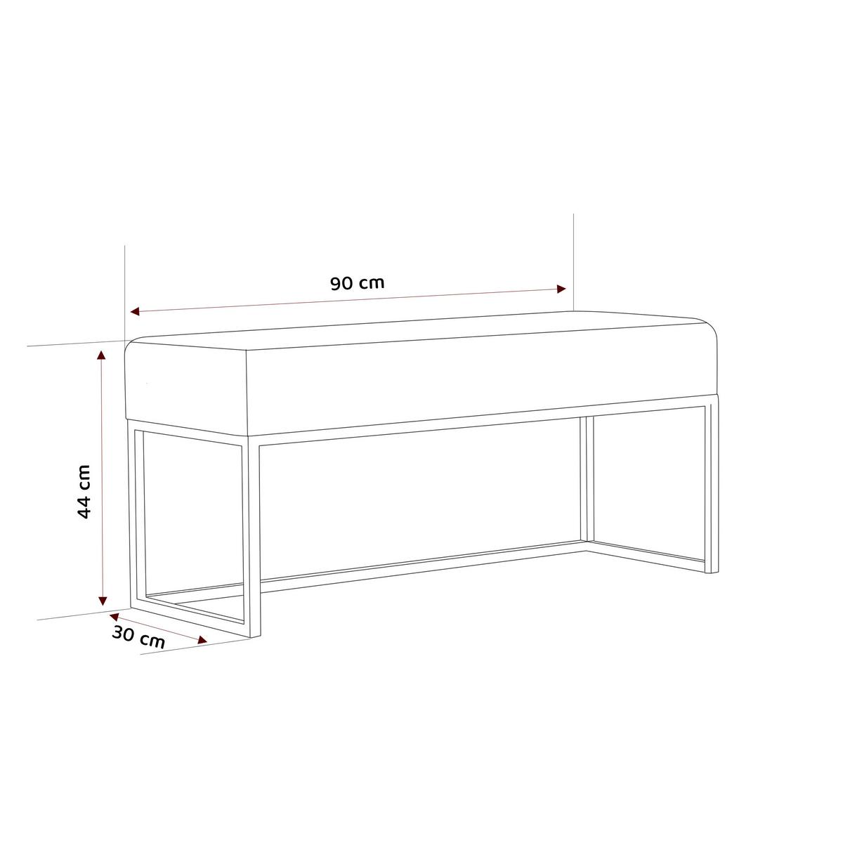 POLSTERBANK PURE 90 cm Metallgestell, Schwarz / Creme - Creme, Textil/Metall (90/44/30cm) - Idohome
