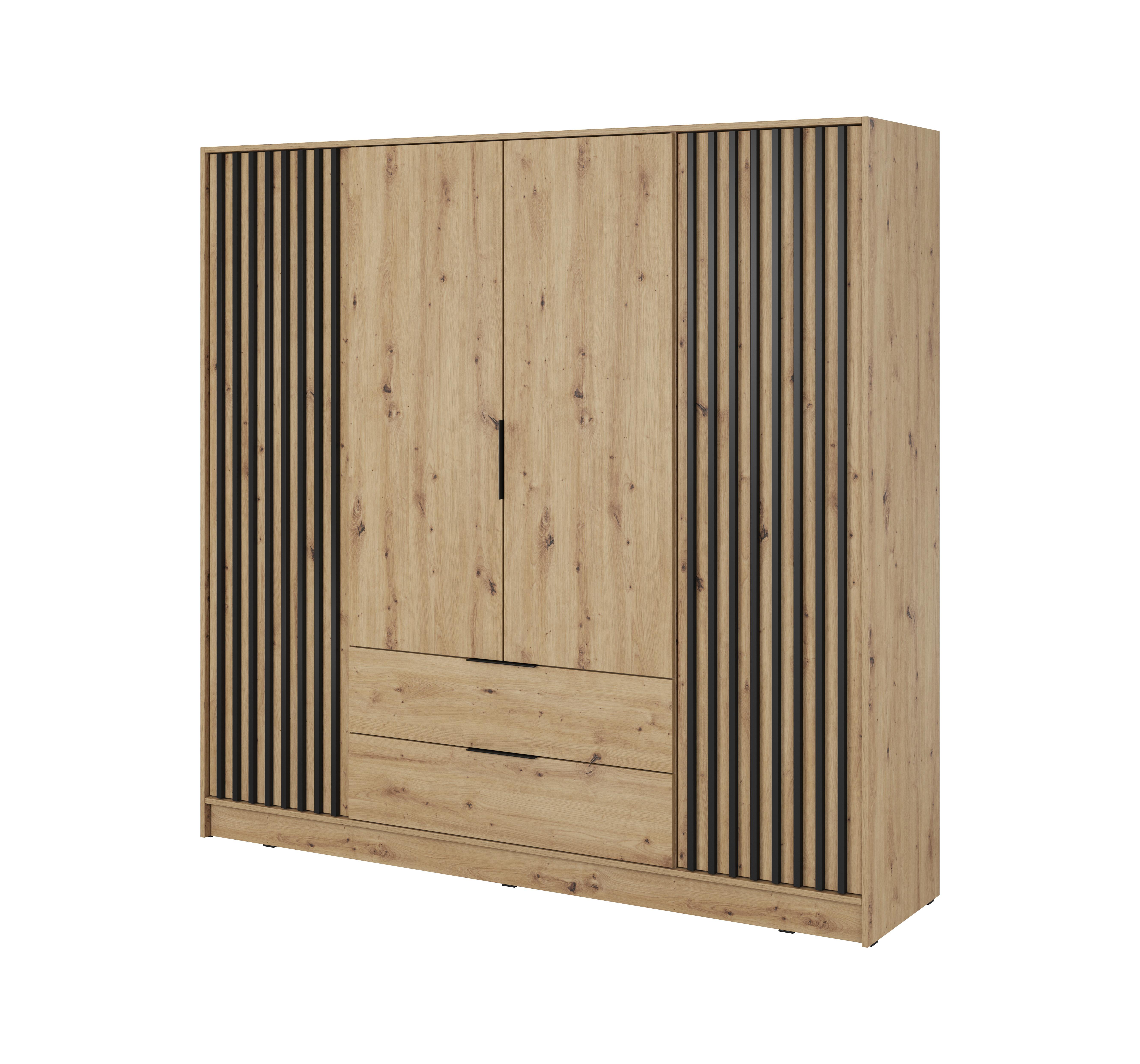 DREHTÜRENSCHRANK NELIANA 206/200/51 cm 4-türig Eiche Artisan - Eiche Artisan, Holzwerkstoff (206/200/51cm) - MASSENO