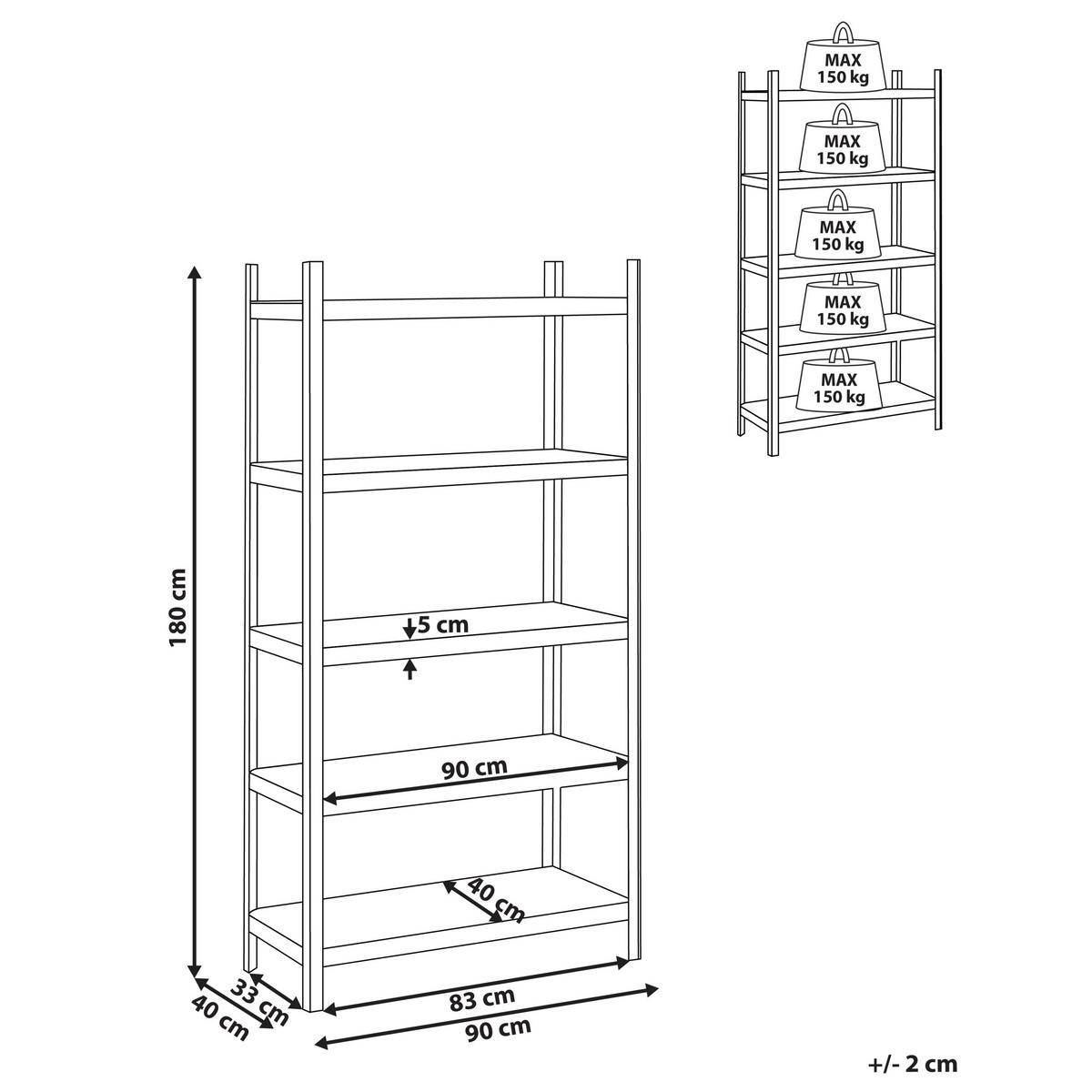 GARAGENREGAL Metall 180/90 cm Silber Xitta - Silberfarben/Braun, Metall (90/180/40cm) - Beliani