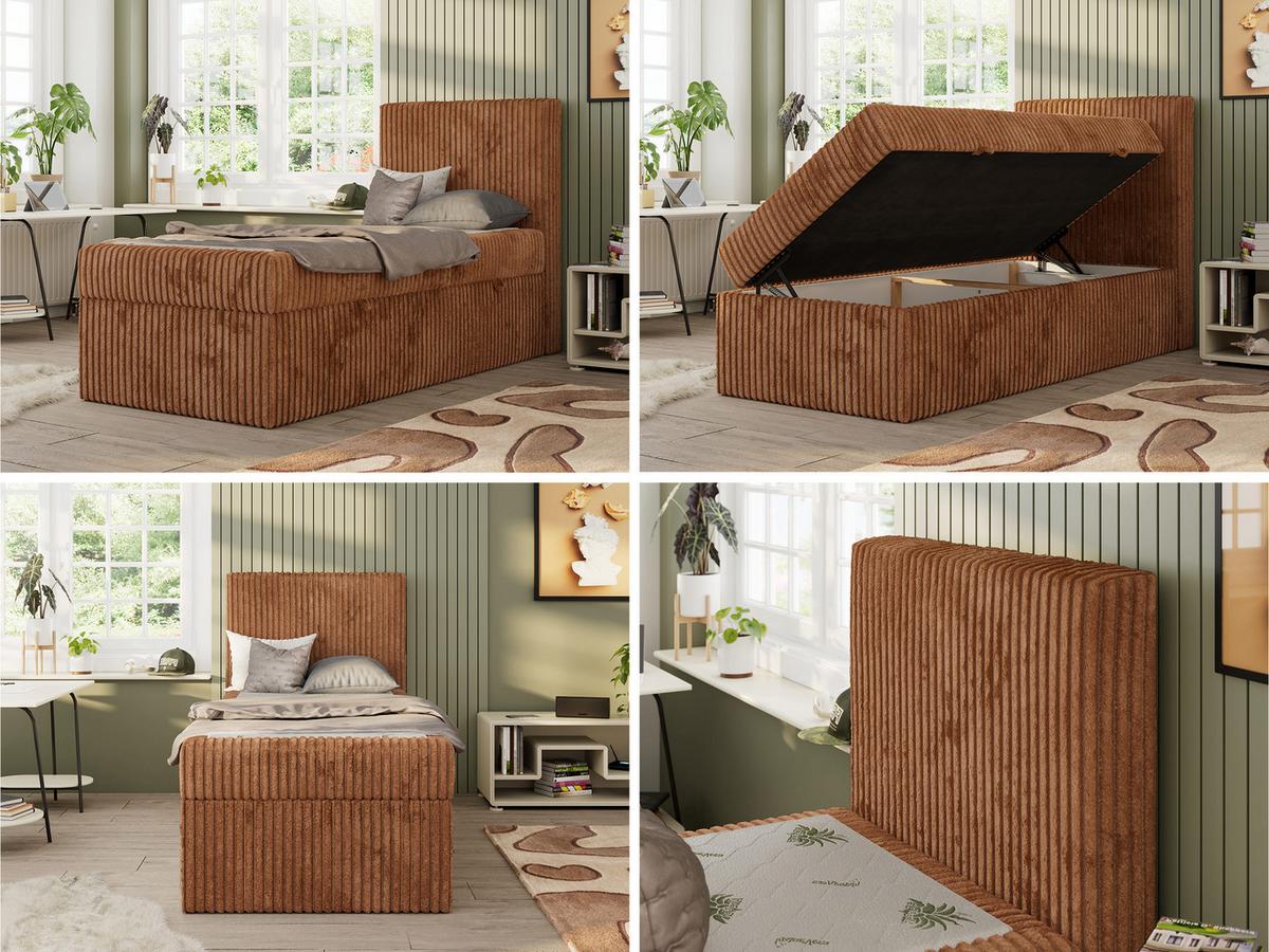 JUGENDBETT TILIO 90/200 - Orange - H3 - Rechts Seite - Orange, Textil (200/90cm) - MKS