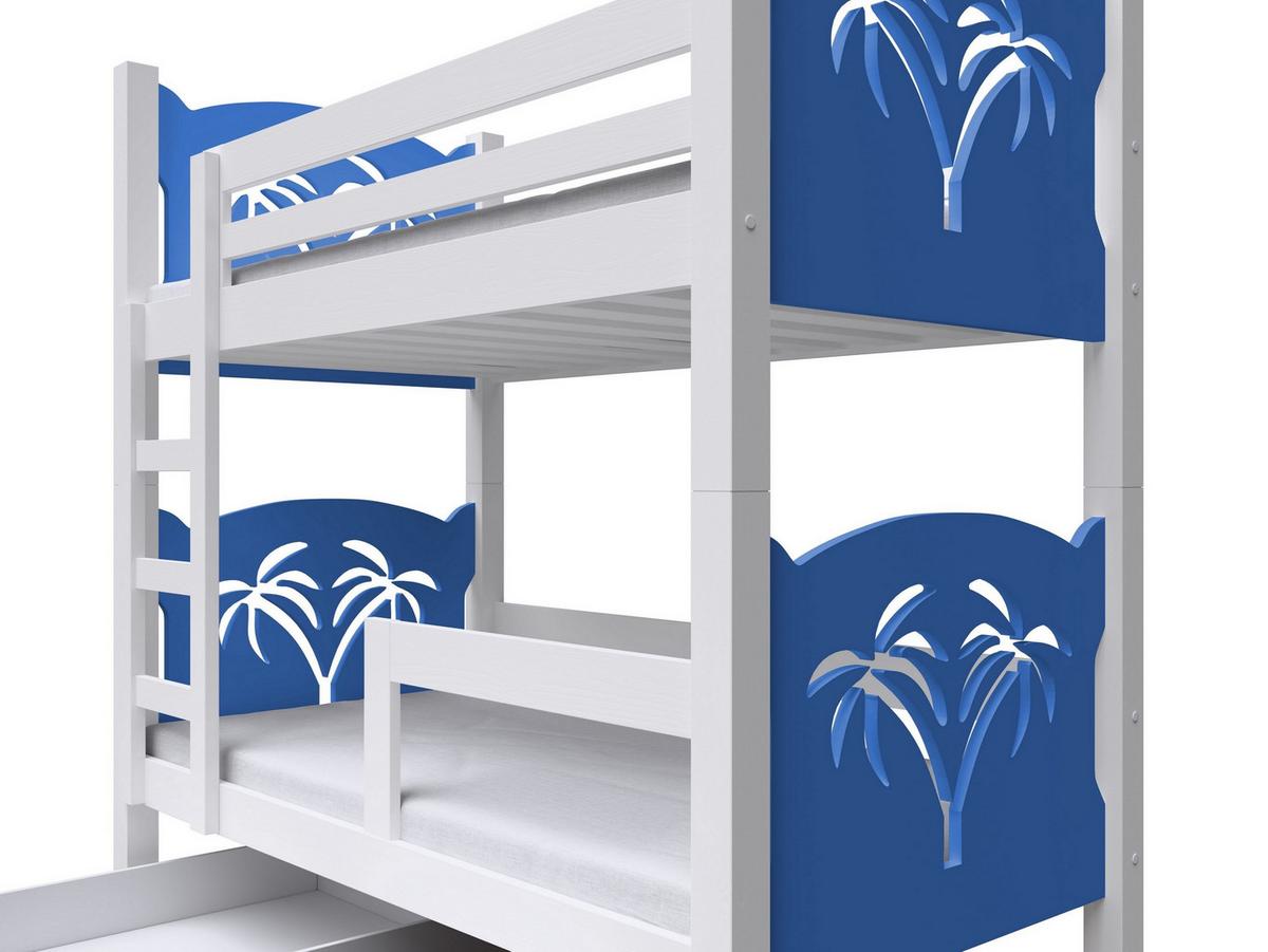 ETAGENBETT LEONE mit Bettkasten 80x180 cm Weiß - Blau/Weiß, Holz (80/180cm) - MASSENO