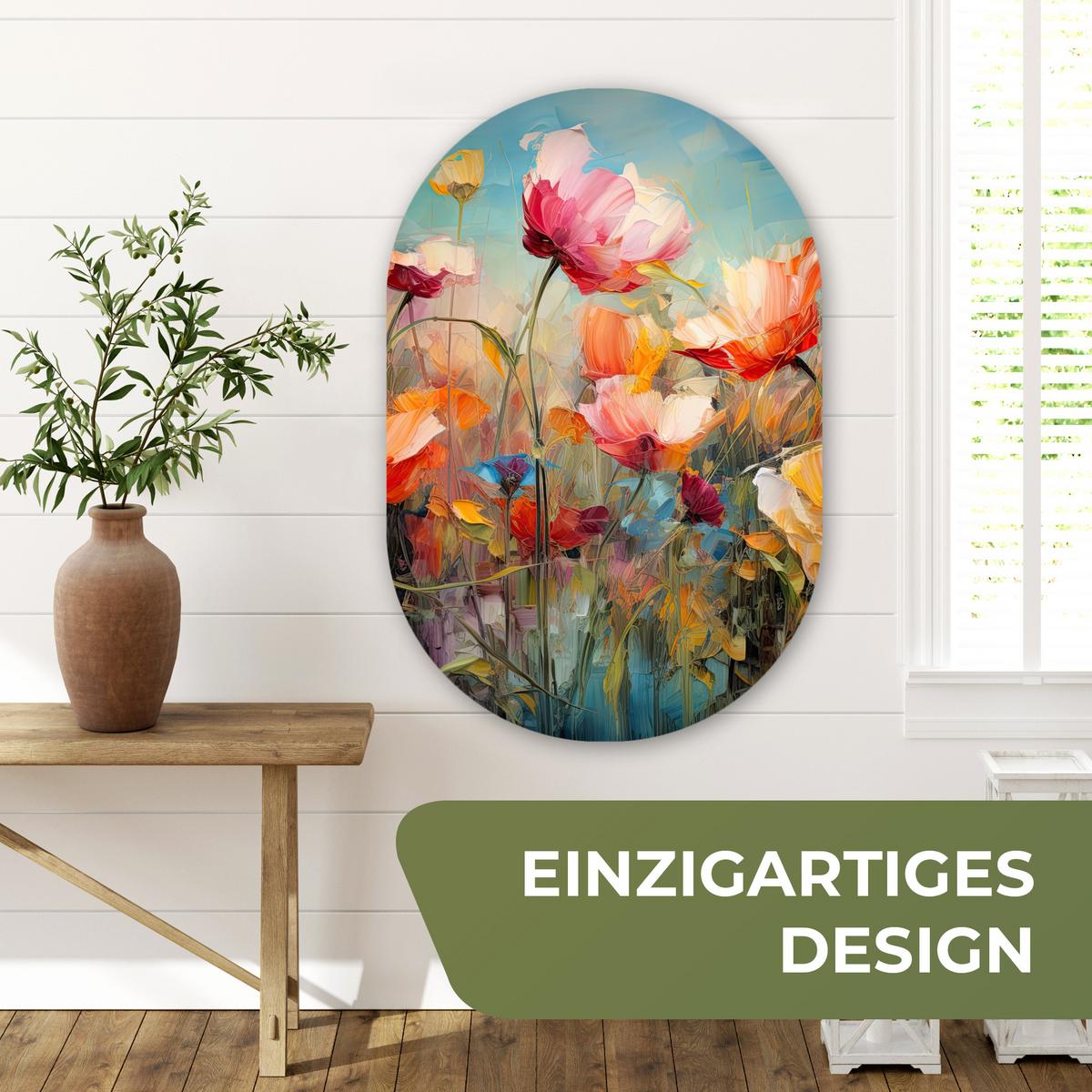 WANDBILD Blumen - Aquarell - Kunst - Botanisch - Natur Wanddeko Schlafzimmer 60x90 cm - Orange, Kunststoff (60/90cm) - MuchoWow