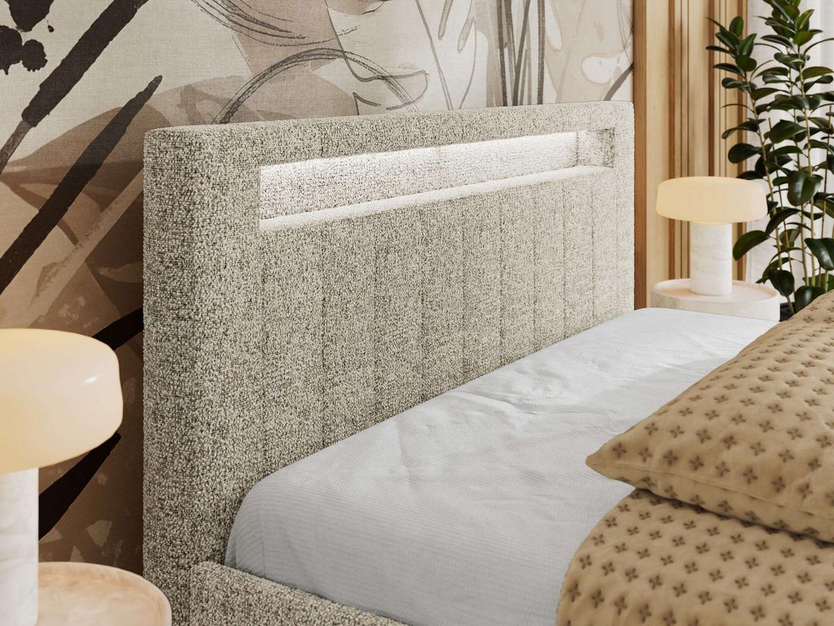 POLSTERBETT GOLD 5 CLASSIC 160/200 - Beige Strukture - Multipocket-Matratze - Beige, Textil (160/200cm) - MKS
